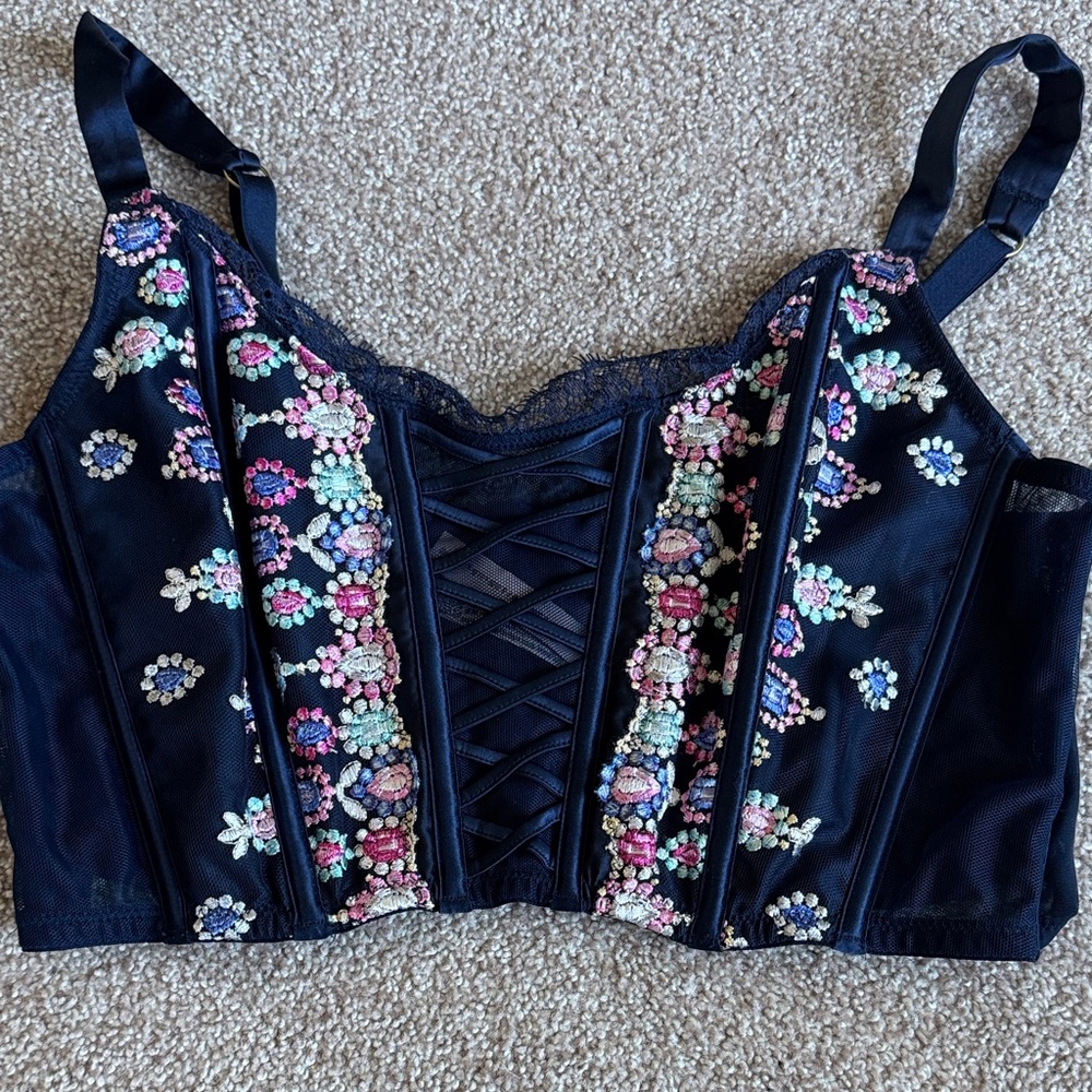 Victoria's Secret Navy Floral Crop Top